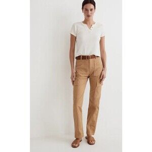 Madewell The Garment Dyed '90s Straight Cargo Pant Tan Brown Fatigue Women's 26